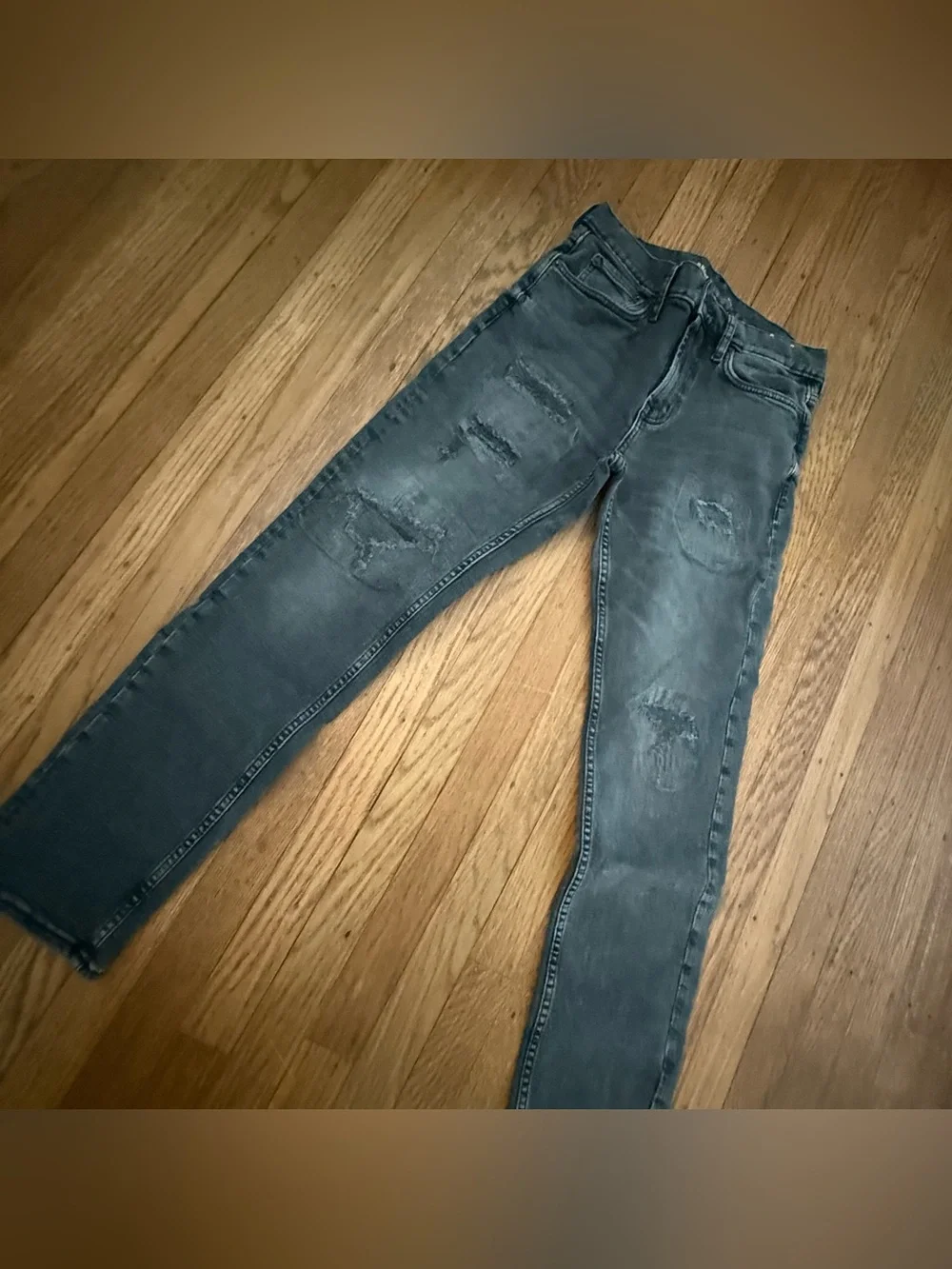 Old Navy Men's Washed Charcoal Skinny Distressed Jeans size 29x30